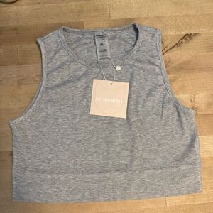 Kittenish Gray Sleeveless Fitted Crop Muscle Tee